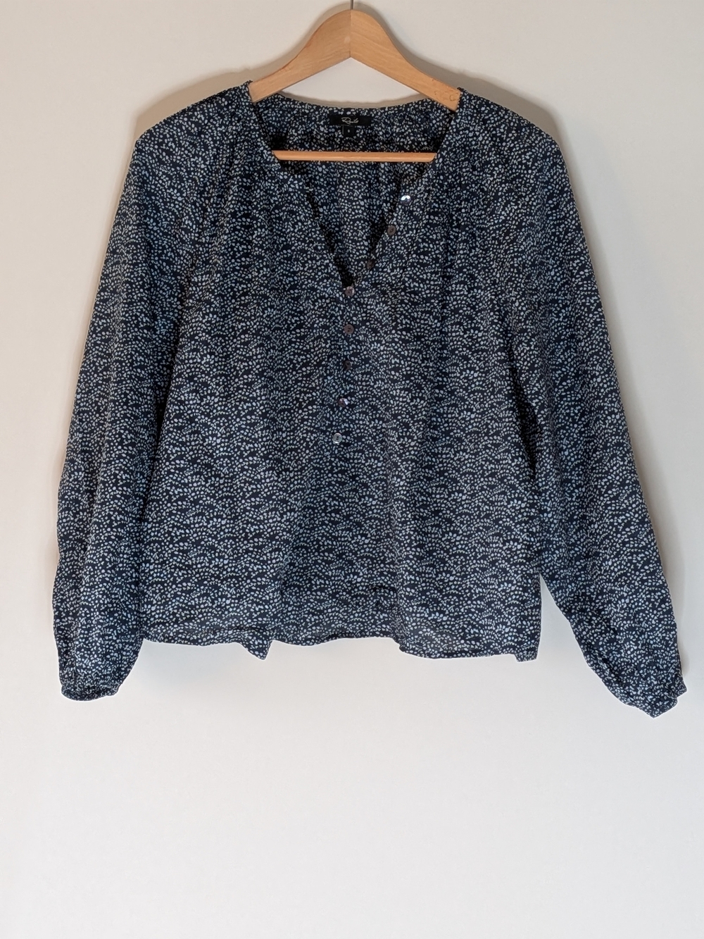 Rails Navy Dot-Print Henley Blouse